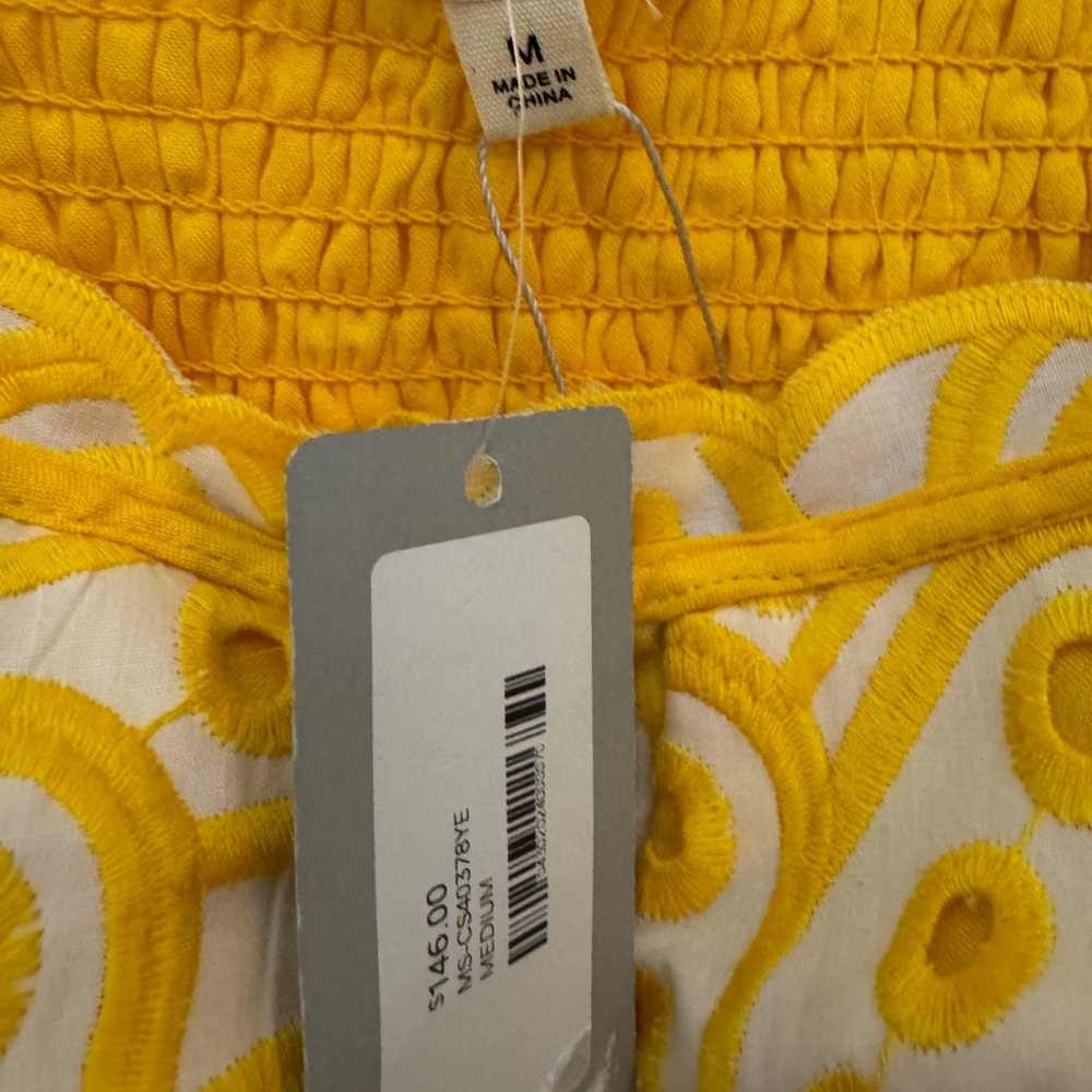 Main Strip Yellow and White Patterned Crop Top and skirt medium. NWT - Picture 9 of 9